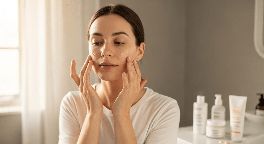 Woman-Applying-Serum-During-Microneedling-Aftercare