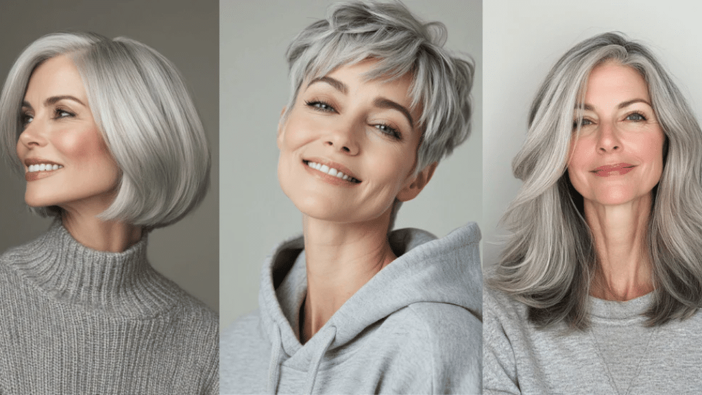 transitioning to grey hair with highlights
