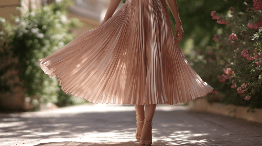 pleated midi skirt