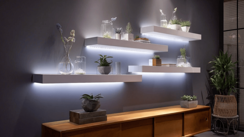 Backlit Floating Shelves