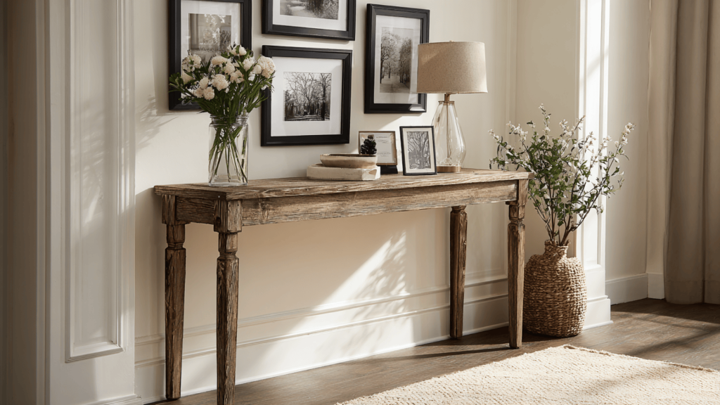 Distressed Wood Console Table for Hallways