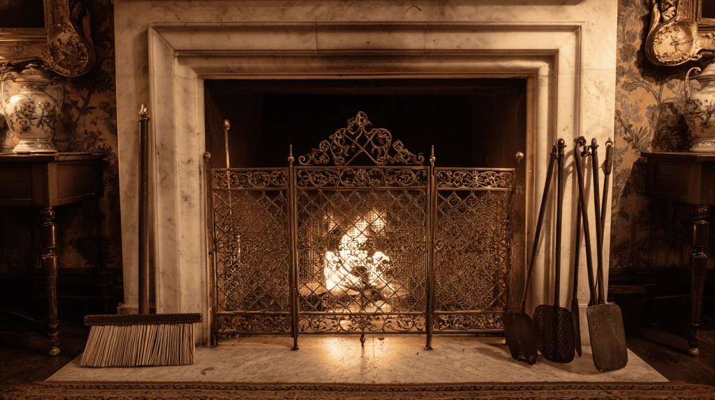 Traditional Fireplace Screen and Tools