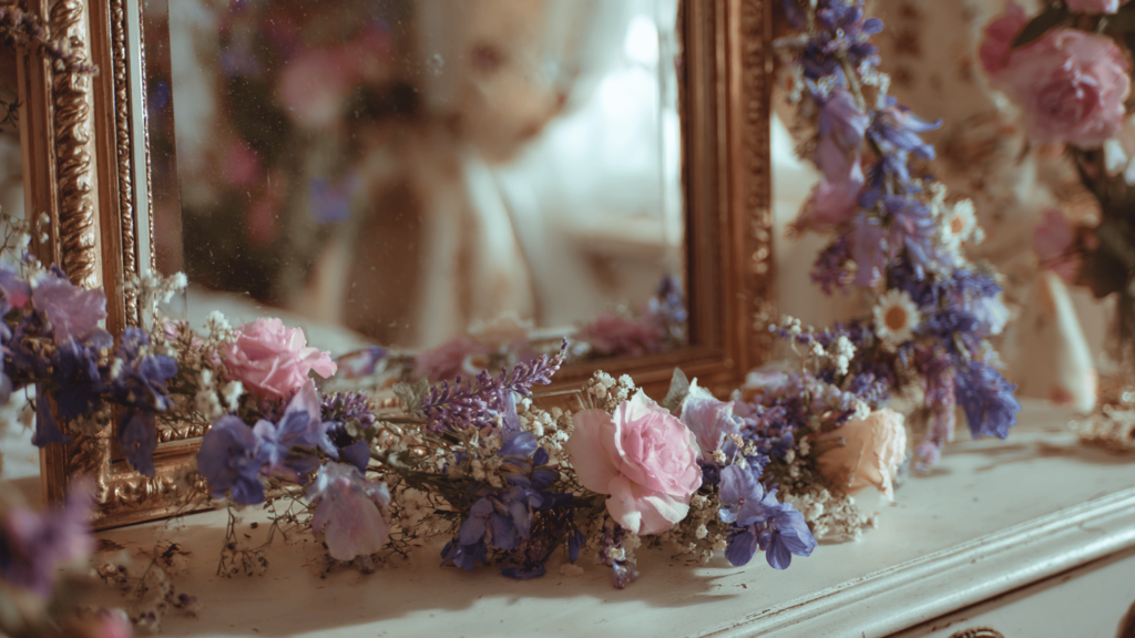 Floral Garlands Draped Around Mirrors or Beds