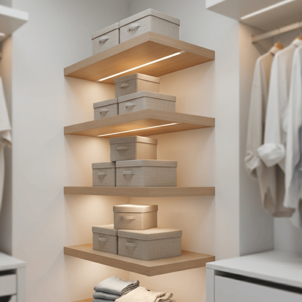 Mount Floating Shelving in Narrow Corners 