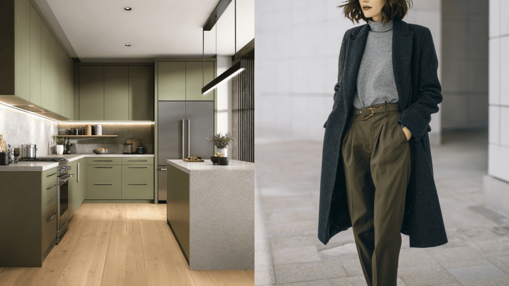 Olive Green with Gray