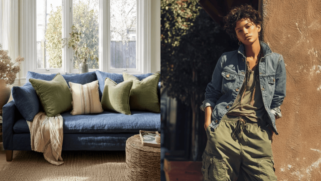 Olive With Denim Blue