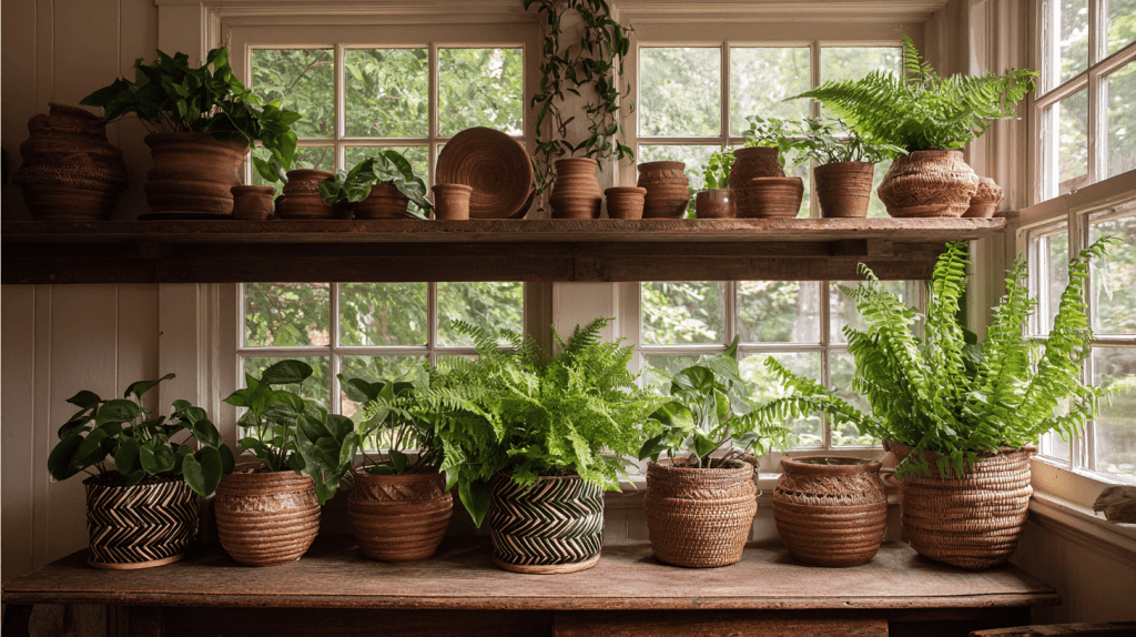 Potted Houseplants Like Ferns and Ivy