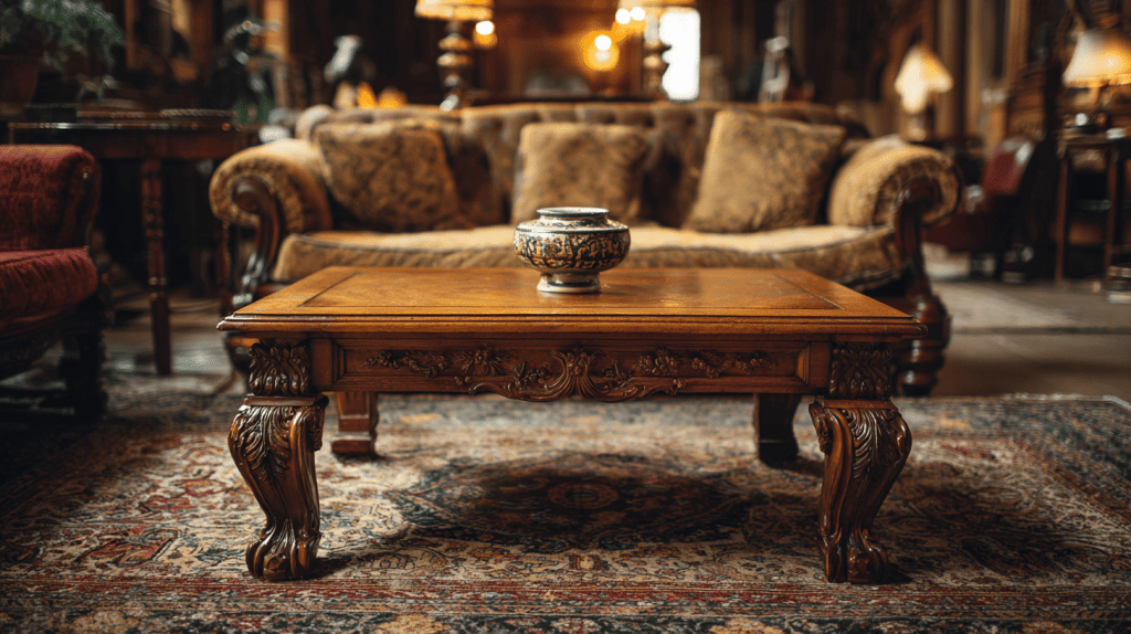 Vintage Clawfoot Coffee Table With Carved Feet
