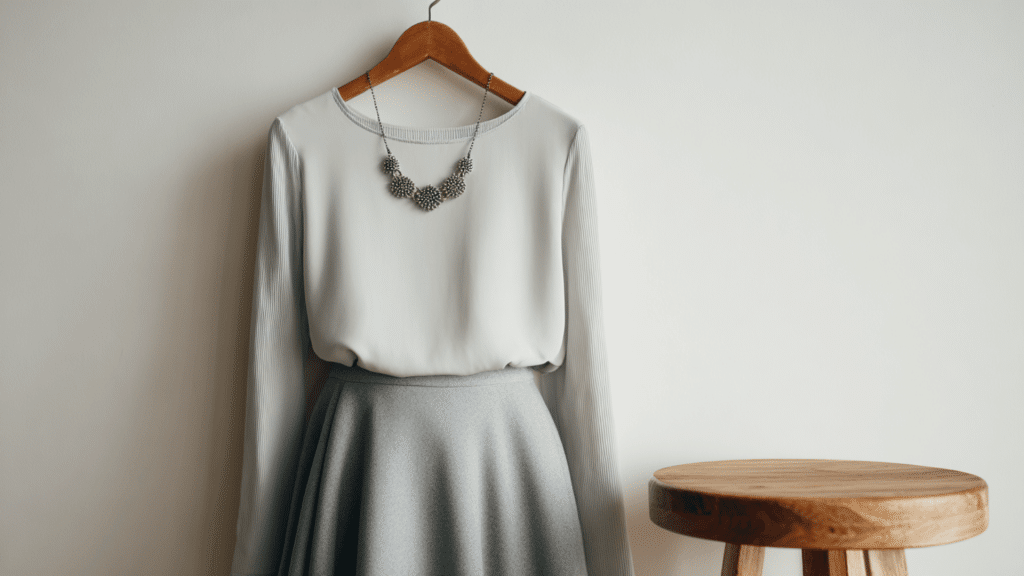 knee length dress statement necklace
