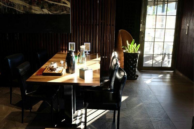 Cozy Restaurant Table with Sunlight and Decor