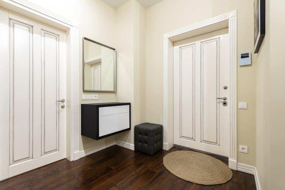 A stylish home interior with light hardwood floors and modern decor