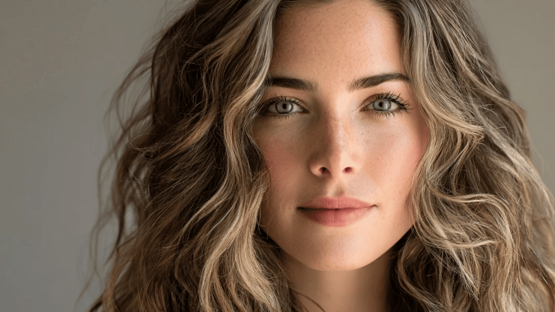 Ash brown balayage highlights placed along natural beach waves