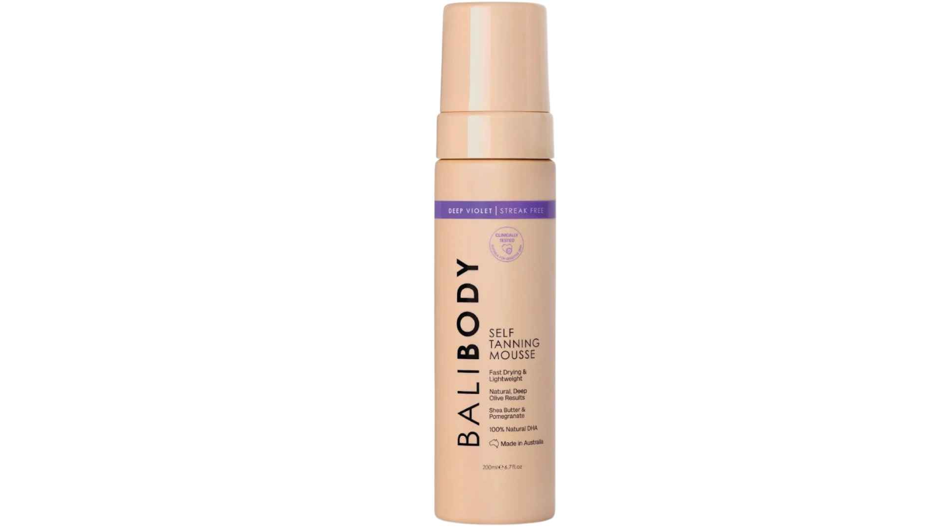 Bali Body Self Tanning Body Milk bottle for a hydrating, streak free, natural olive bronze finish.