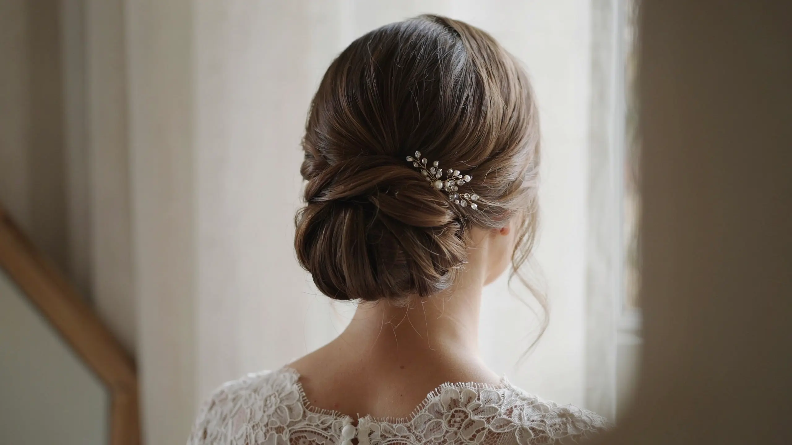 Bridal bun with hairpin, one of many elegant updo hairstyles