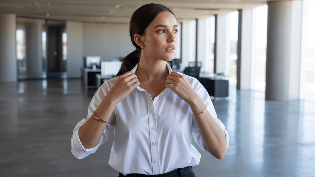 Collared cotton button-down shirt