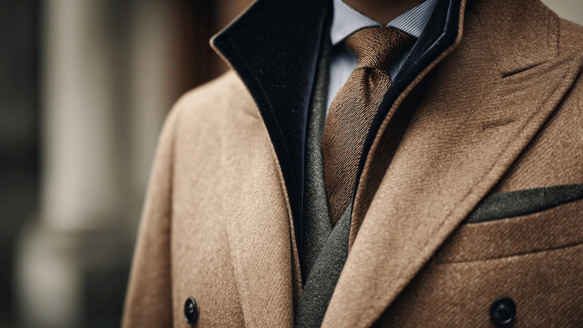Classic Chesterfield coat with tailored wool construction and refined formal style