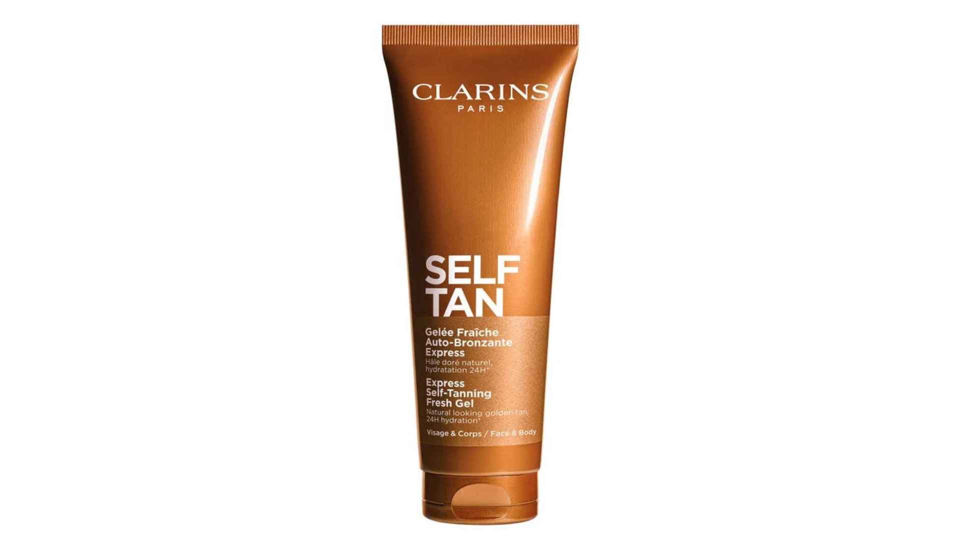 Best self tanner for fair skin: Clarins Self-Tanning Tinted Gel with visible shade guide.