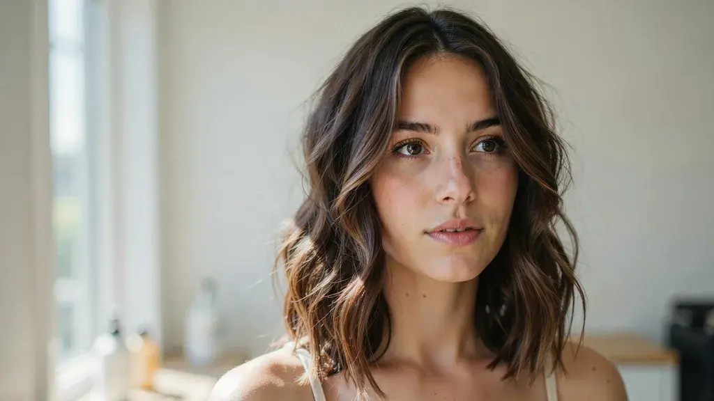 Dark brown hair with highlights showing warm light brown highlights on dark brown hair with cute highlights