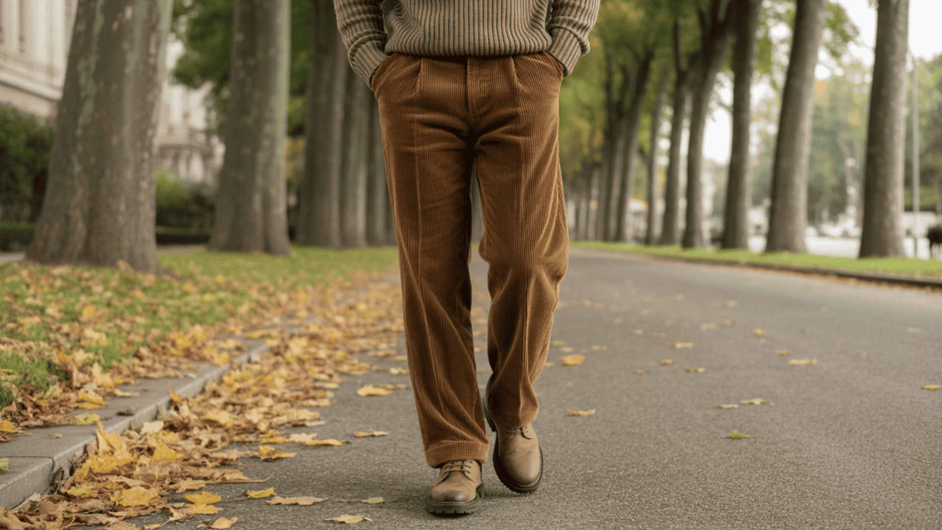 Slim fit stretch corduroy pants for men