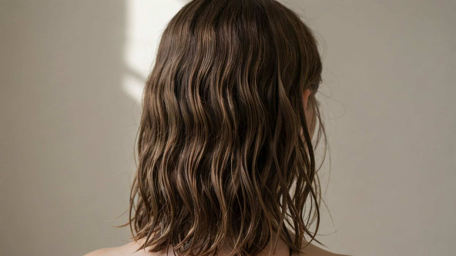 Y2K crimped hairstyle with tight zigzag waves adding texture to long hair.