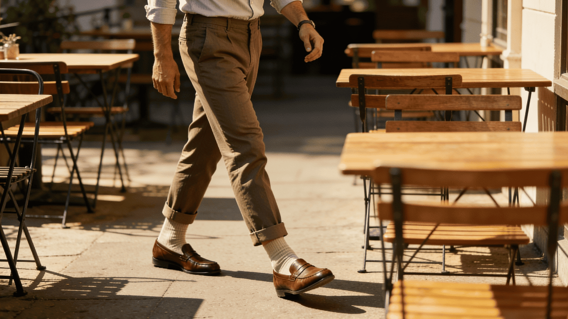 Slim fit cropped pants for men with clean lines
