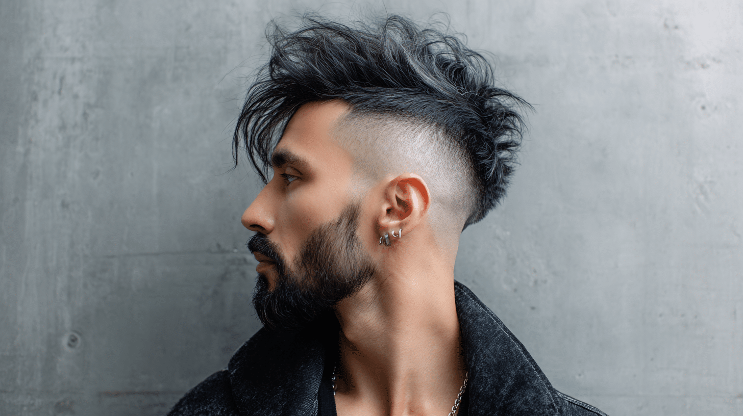 Man with medium undercut hairstyle and long textured top