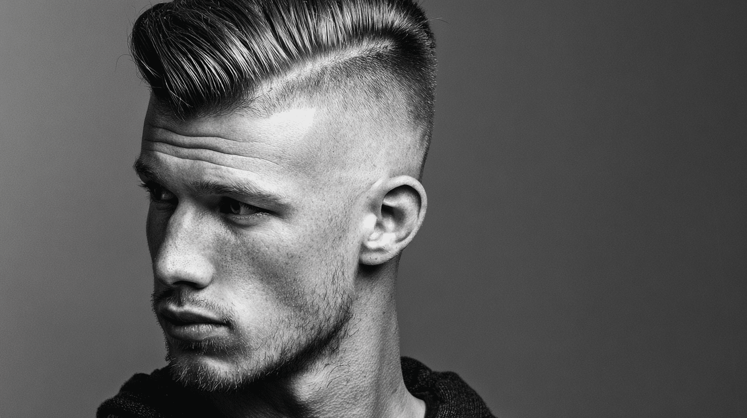Man with disconnected undercut hairstyle with dramatic side contrast