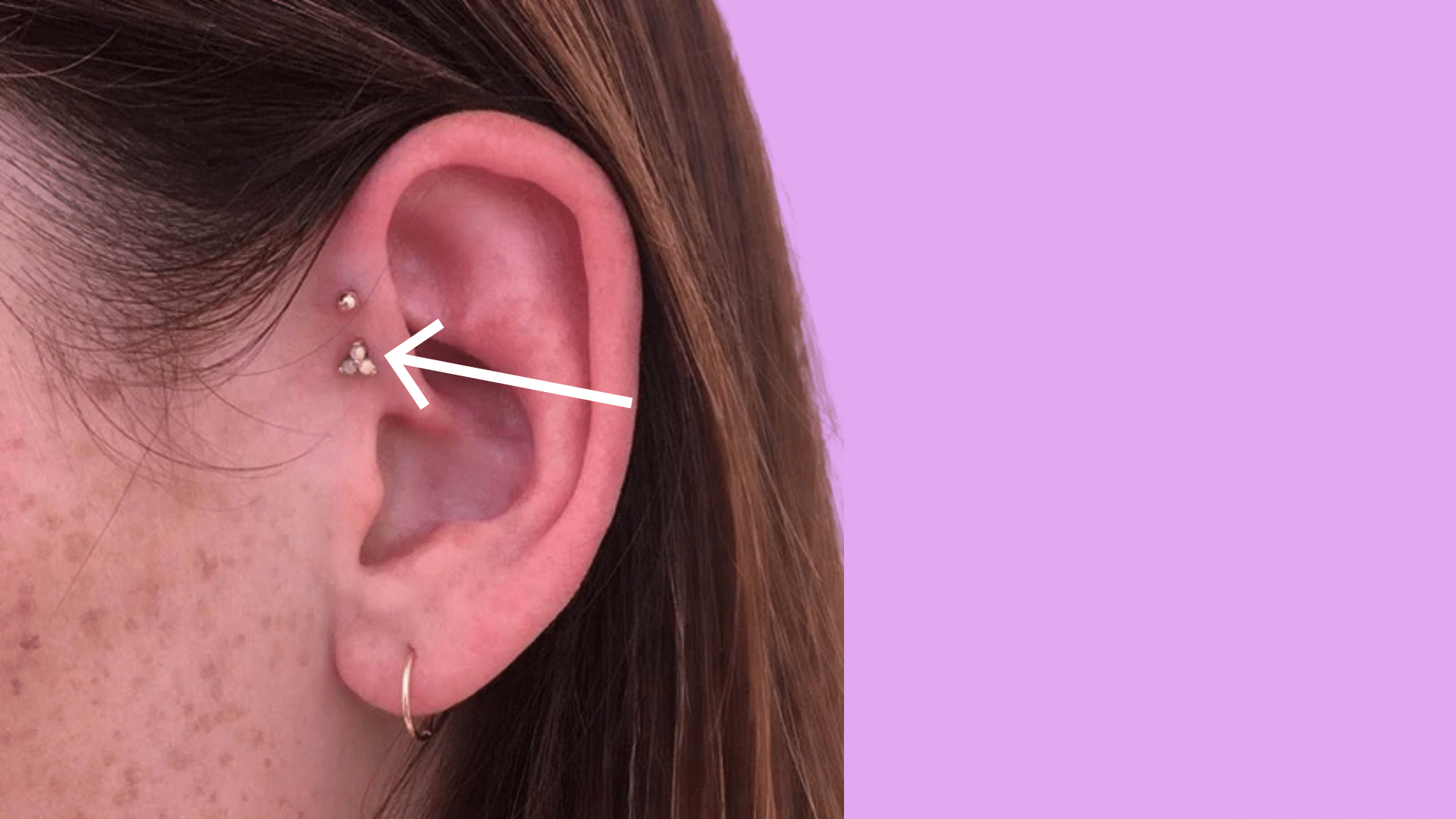 Forward helix piercing placement on the front edge of ear cartilage