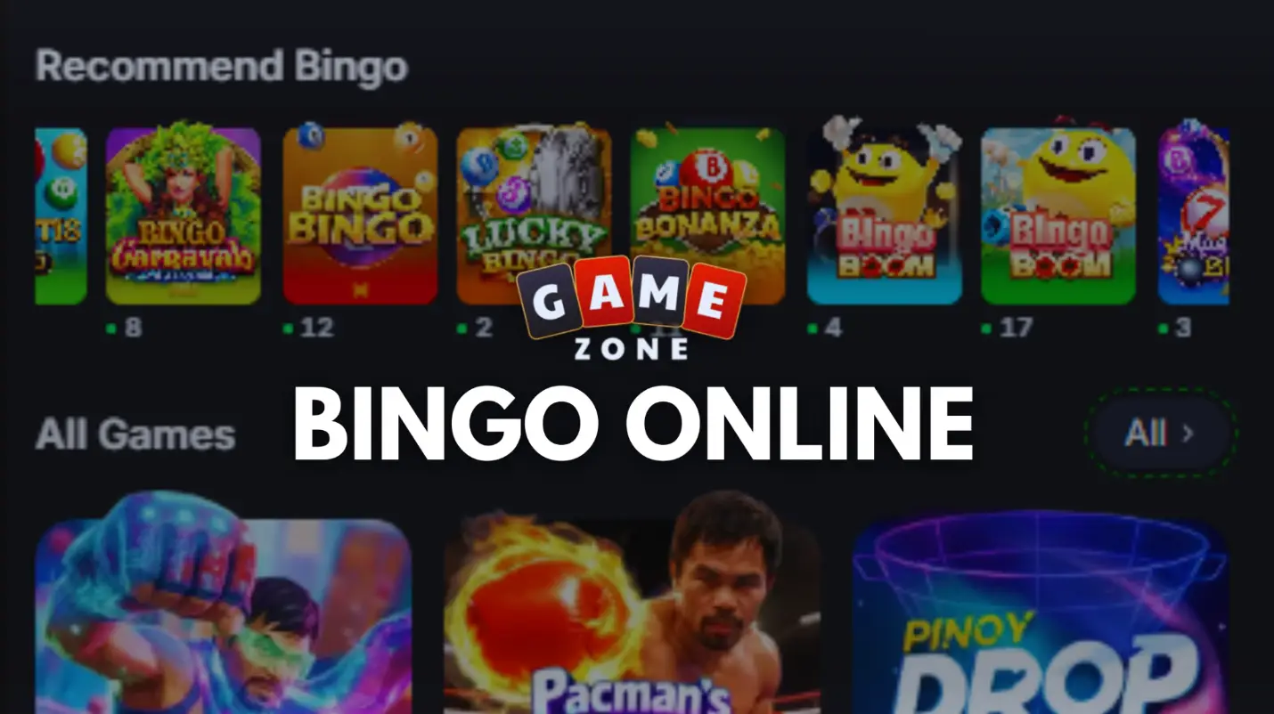 Online bingo game interface with colorful icons and a dark background