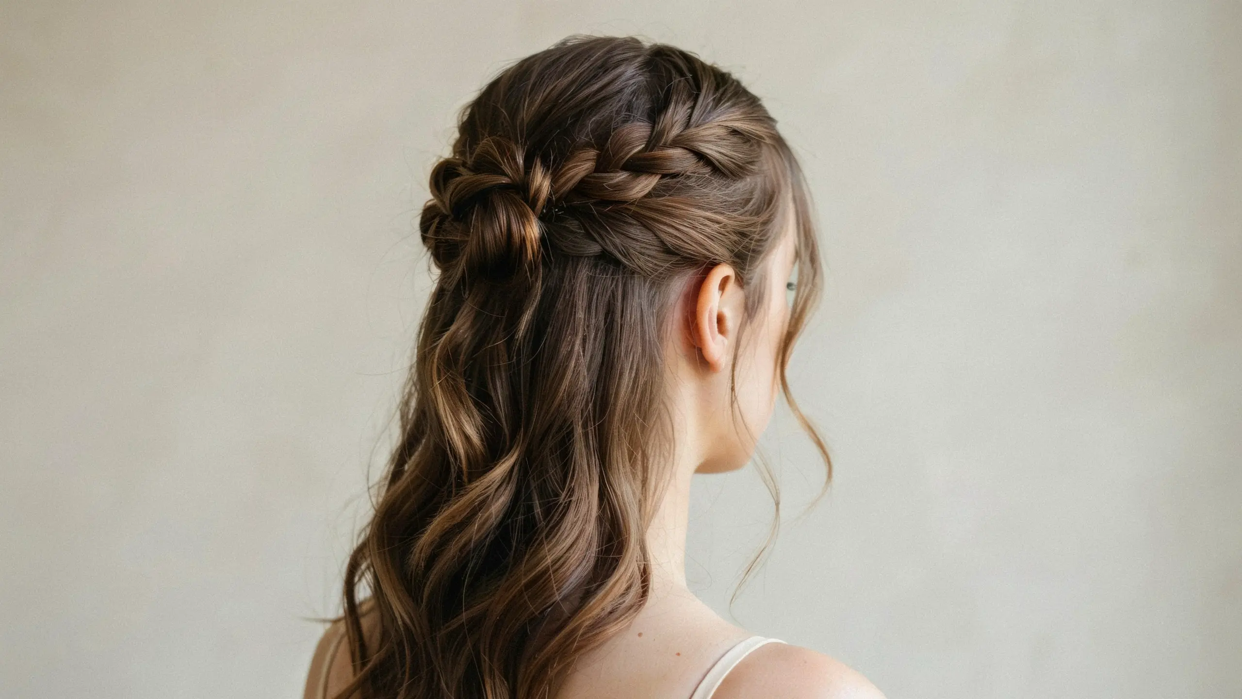 Half up braided bun, a romantic pick among updo hairstyles
