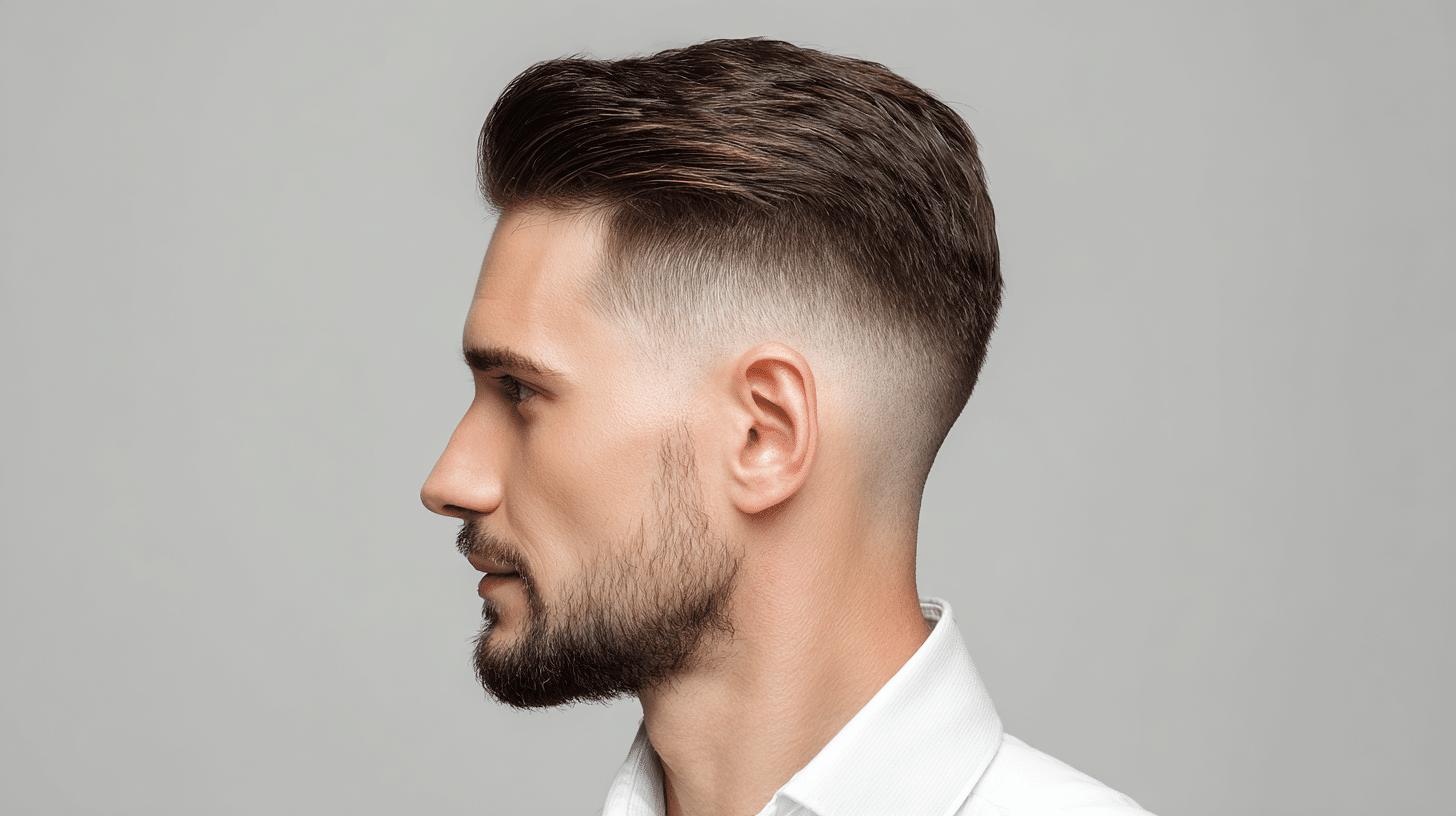 Man with modern high fade haircut in a proffesional outfit