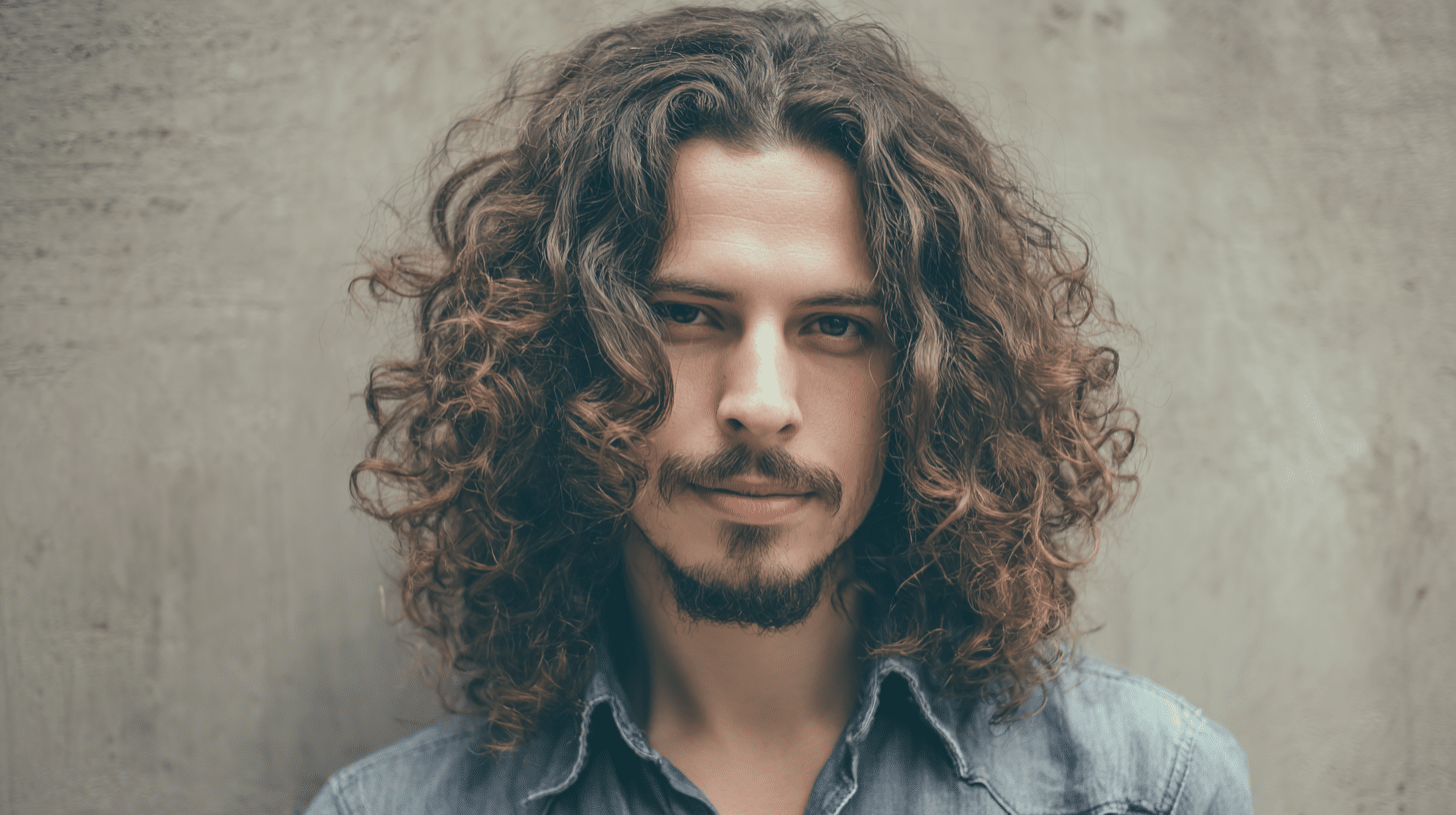 Hybrid multi texture perm for men combining tight and loose curls for custom look