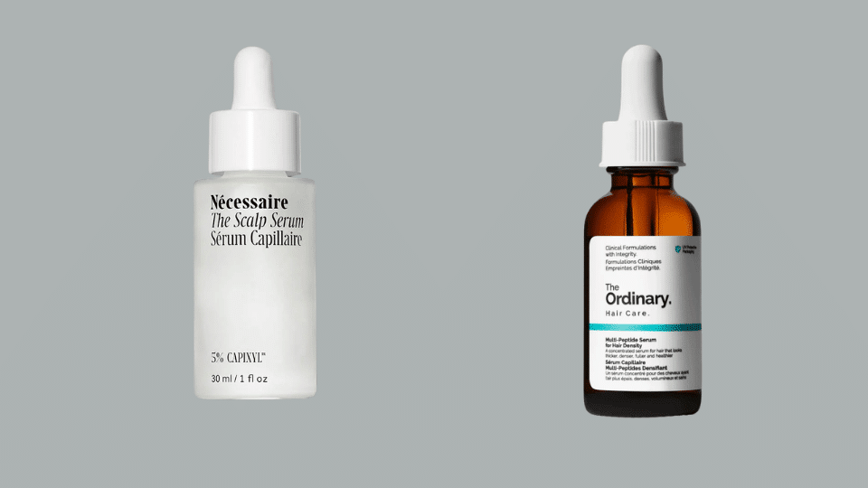 Hair scalp serums and treatments displayed for nourishing dry scalp and improving moisture balance