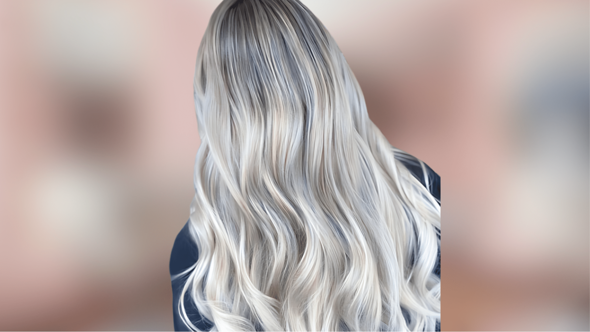 Shoulder length waves showing ultra light ice blonde hair with platinum cool tones