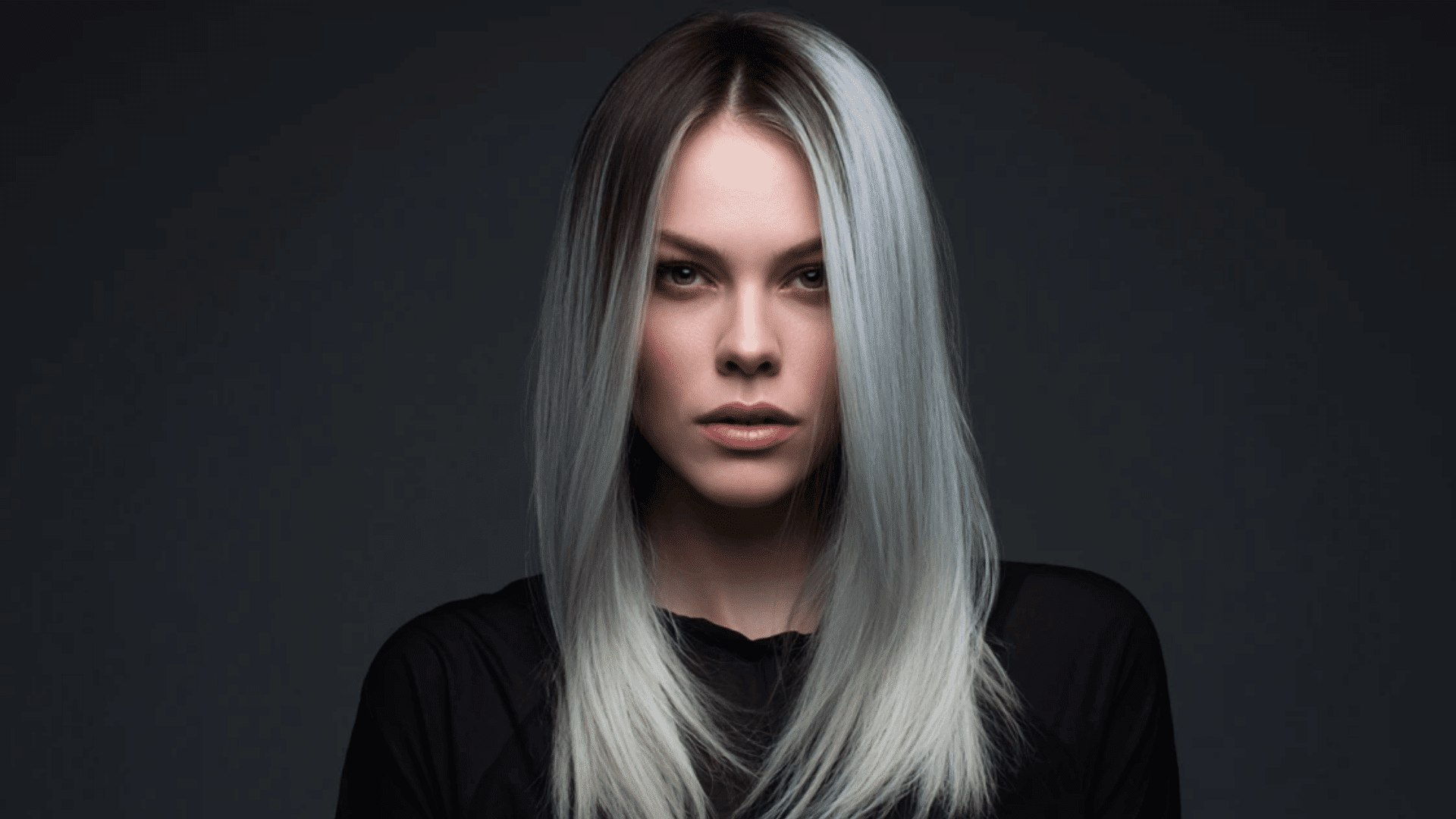 Icy ash brown highlighted tips over natural roots and mid-lengths