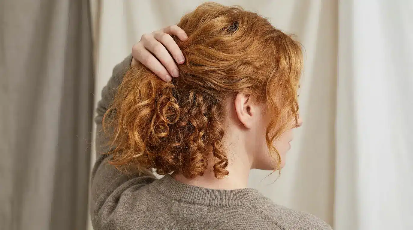 Irish curls with straight top layers and hidden curls underneath
