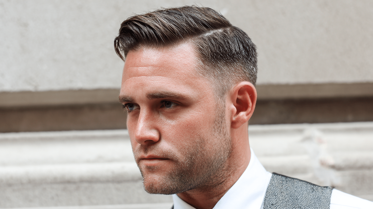 Professional man with Ivy League haircut