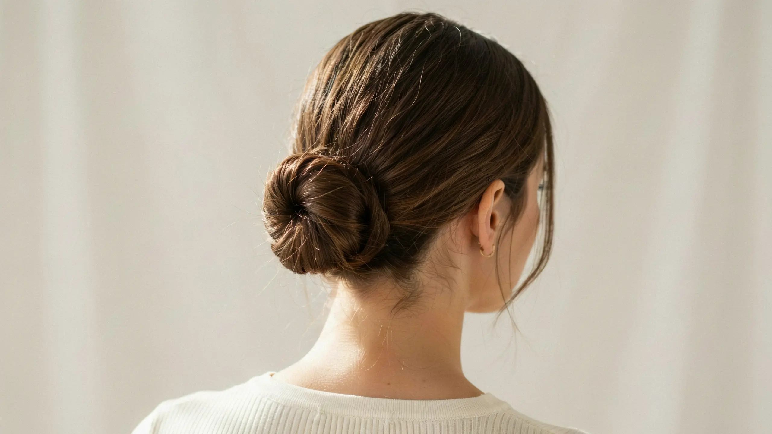 Low bun, a timeless choice among simple updo hairstyles