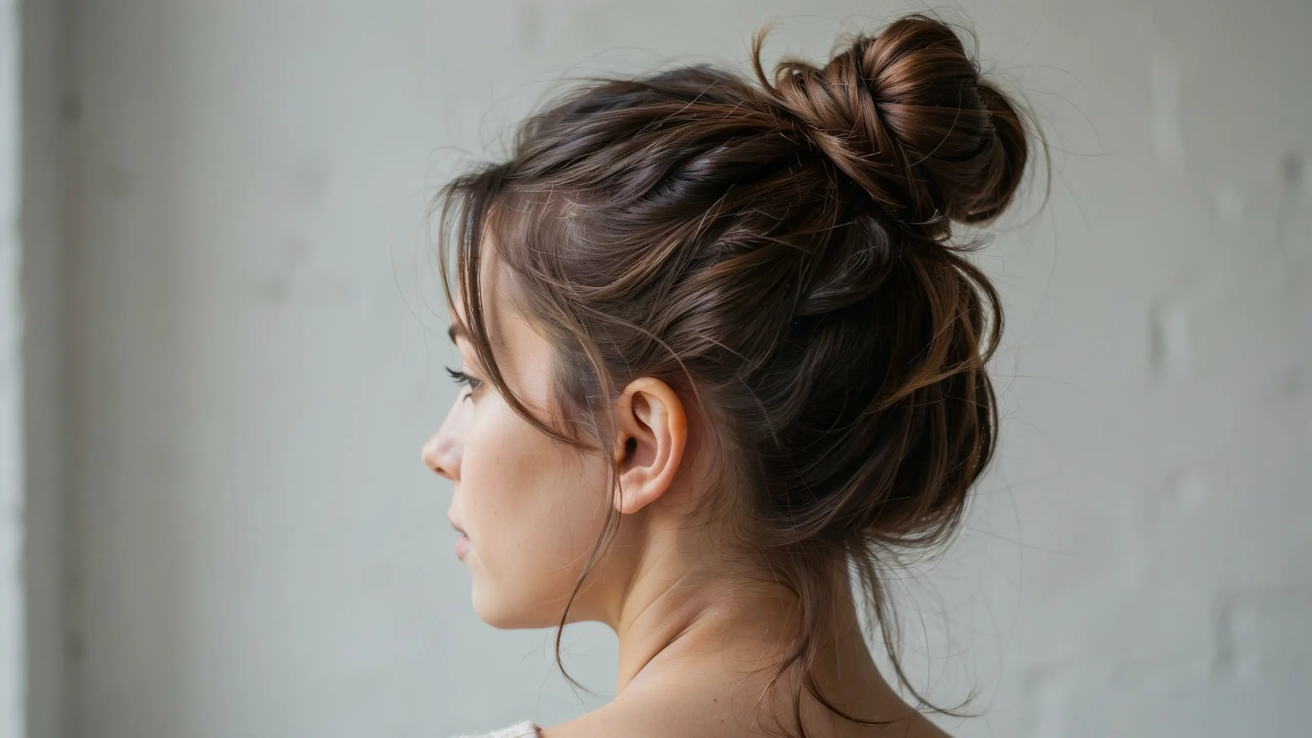 Messy bun, a relaxed pick among effortless updo hairstyles