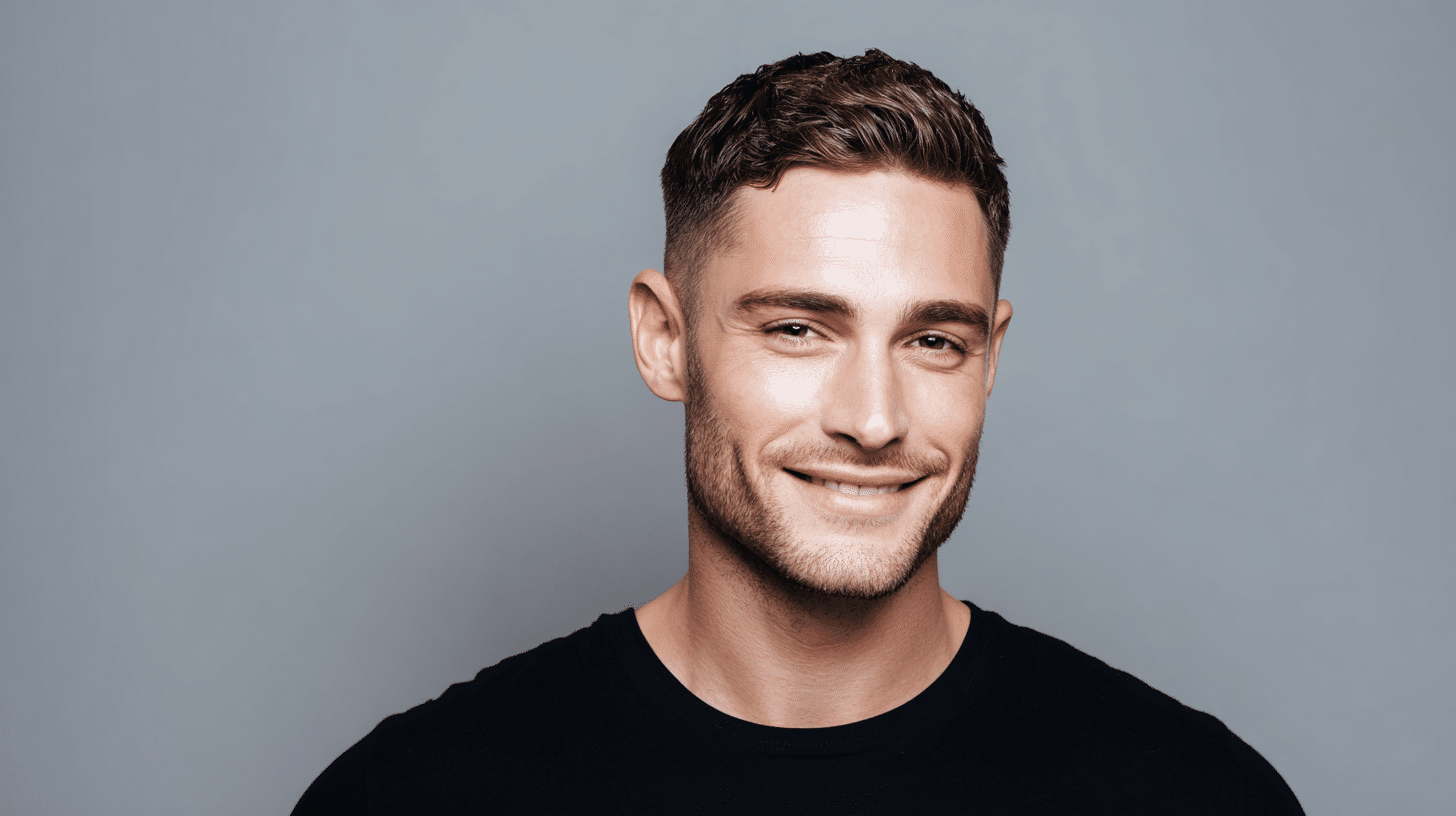 Man with messy shag haircut and tousled medium length hair