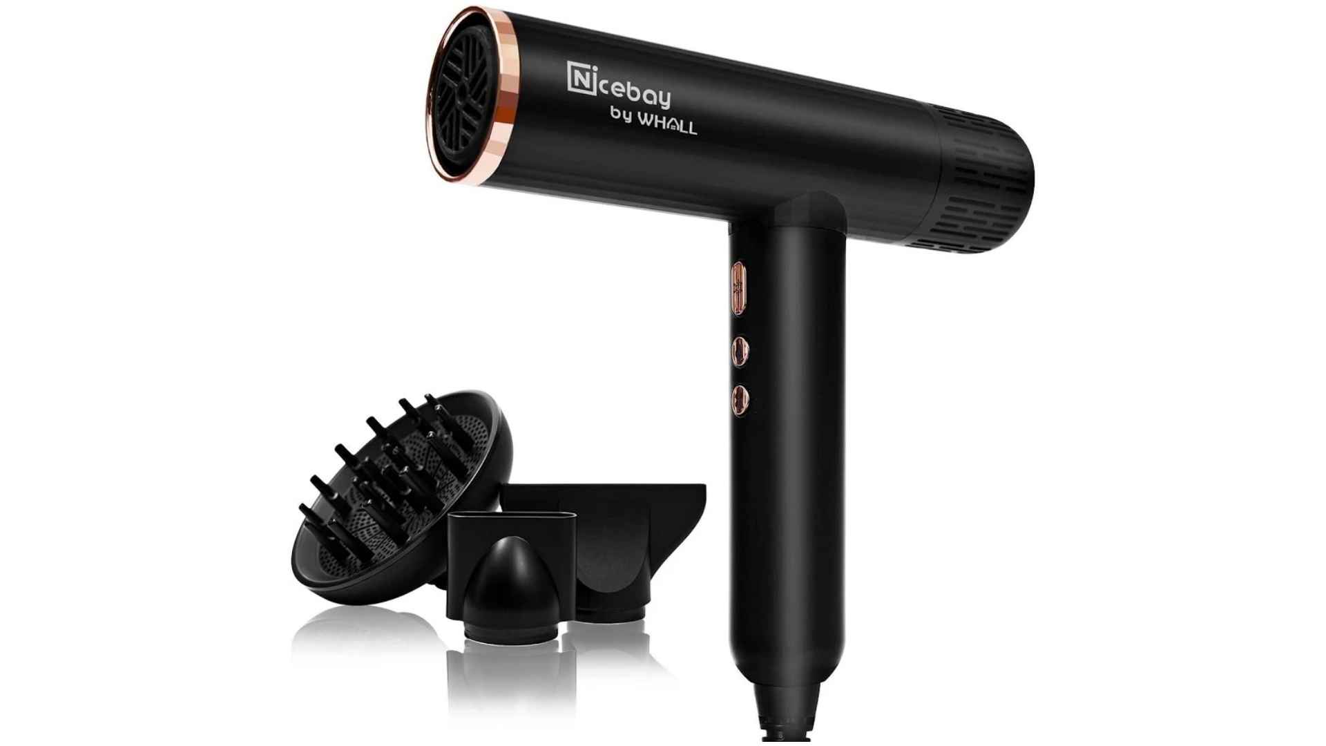 Nicebay 1600W ionic hair dryer with diffuser attachment included