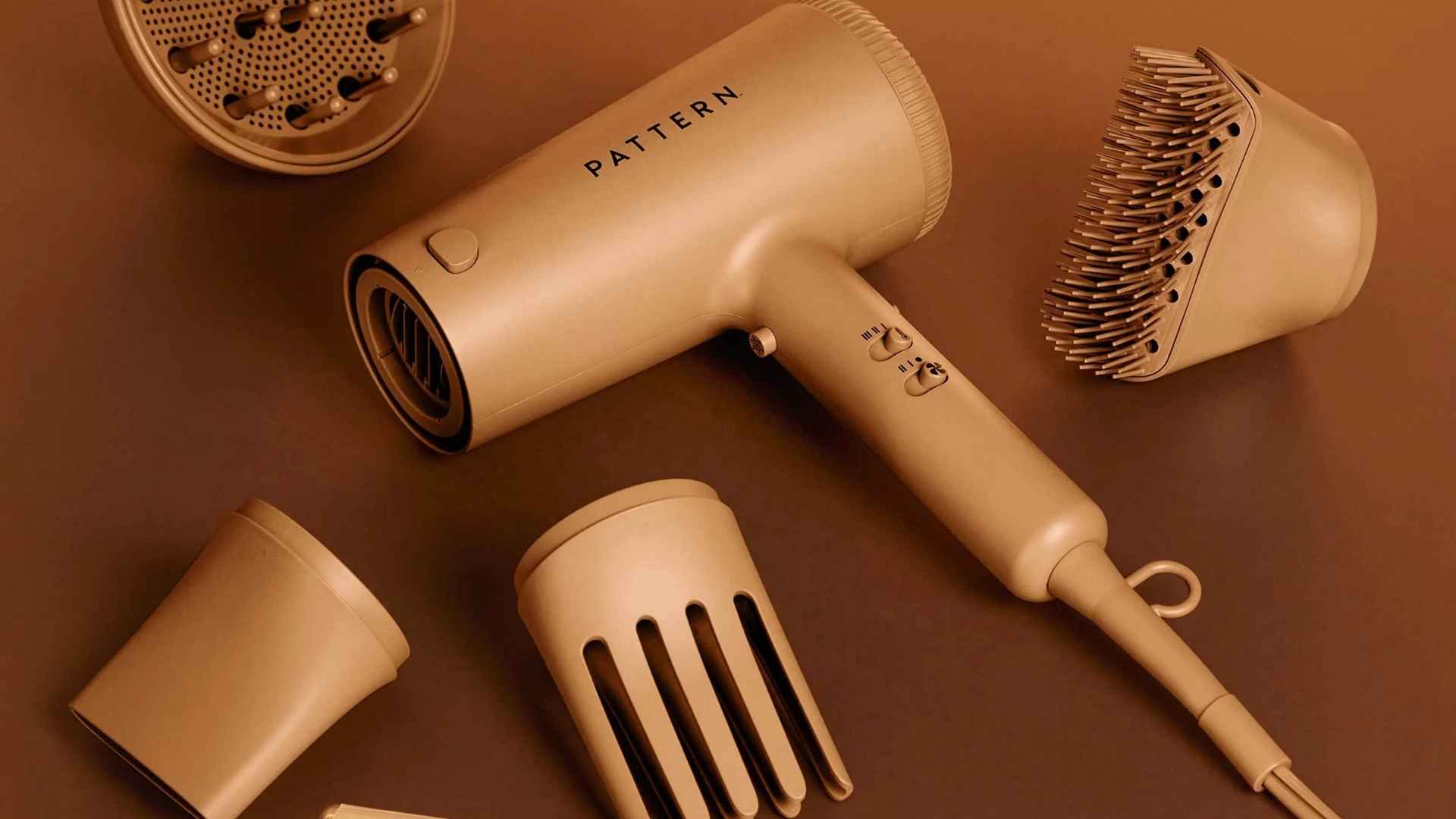Pattern Beauty blow dryer with long-pronged diffuser attachment