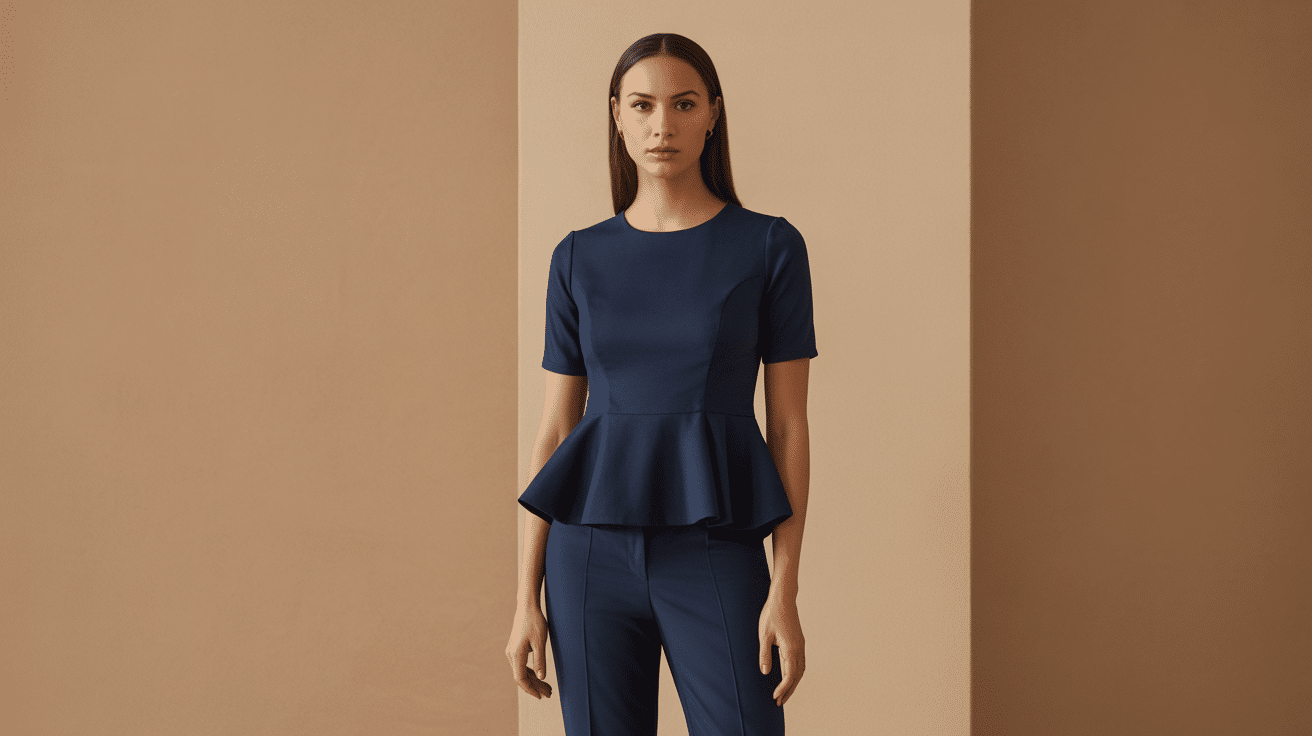 Fitted peplum top flaring at the waist