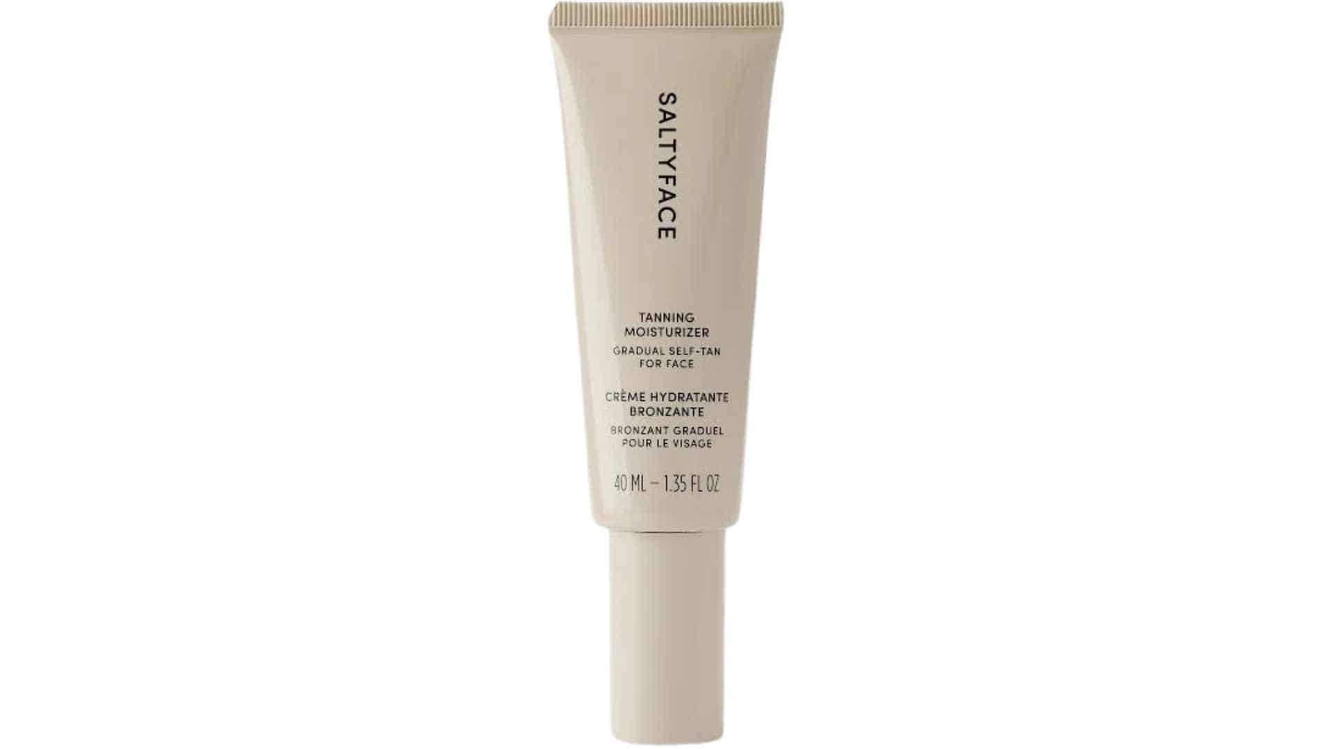 Saltyface tanning water bottle with gradual self tan formula designed for a natural facial glow.
