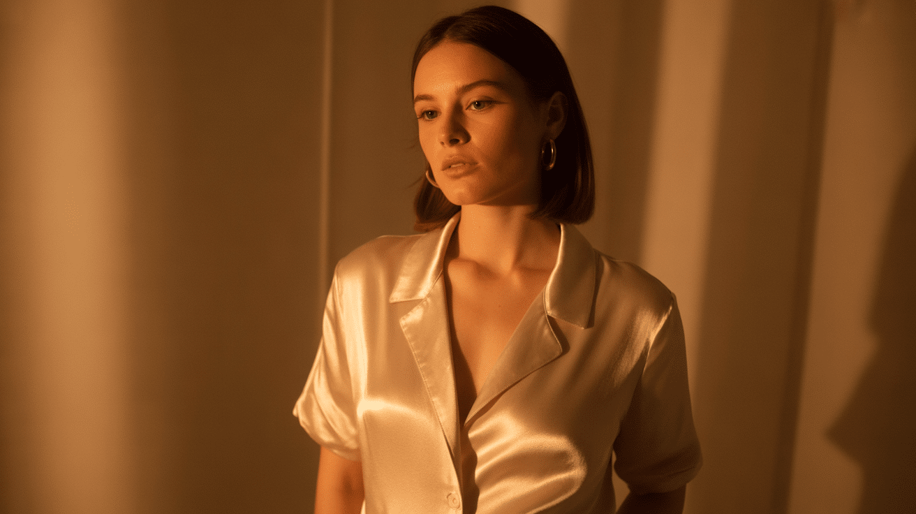 Lightweight satin top with soft sheen