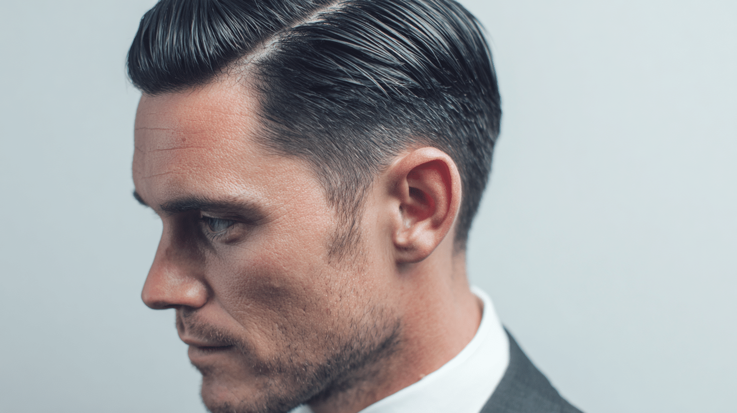 Man with classic side part hairstyle in a polished formal look