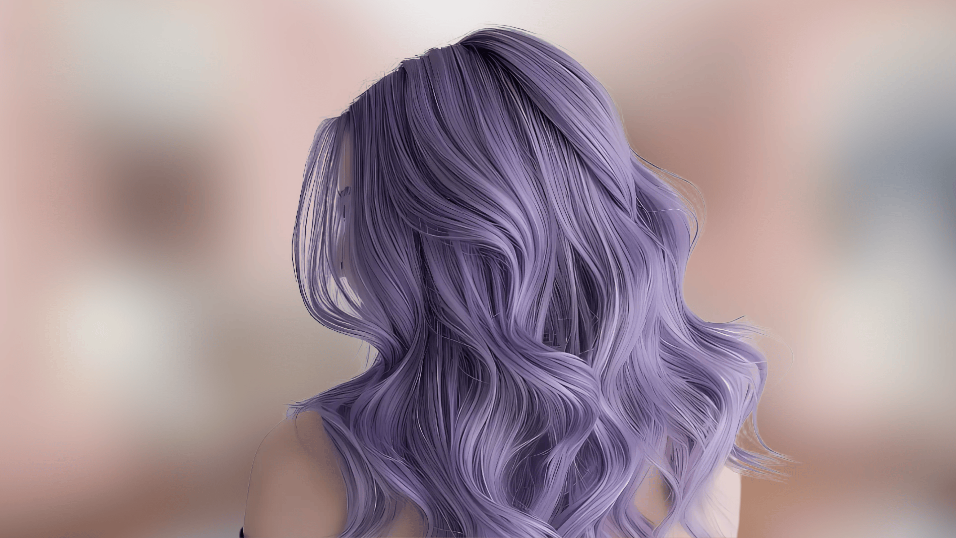 Soft waves featuring smoky lavender hair color with cool pastel blonde tones