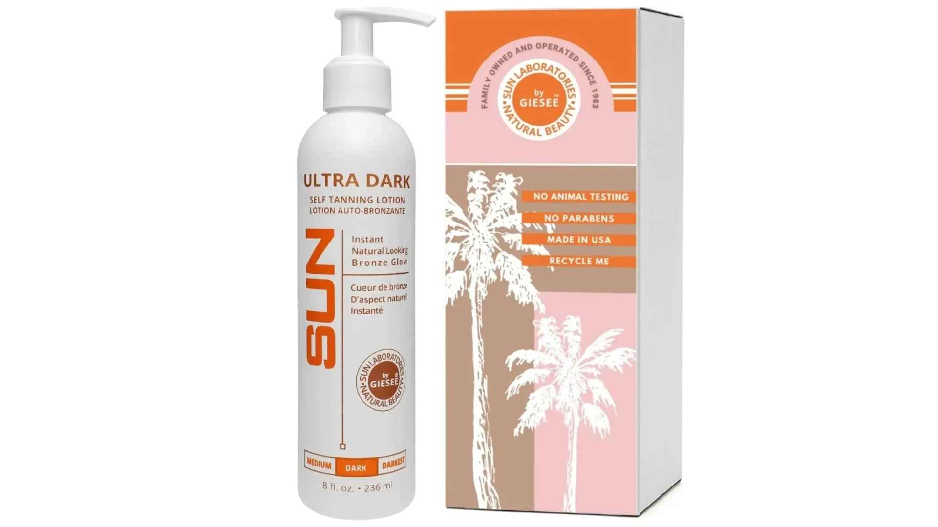 Best sunless tanning lotion: Sun Laboratories Ultra Dark with neutral to olive base.