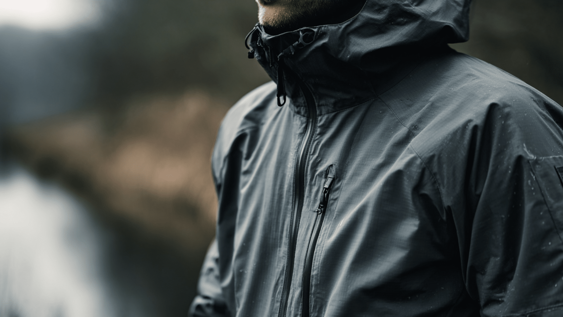 Technical shell jacket with waterproof breathable fabric for hiking and outdoor performance