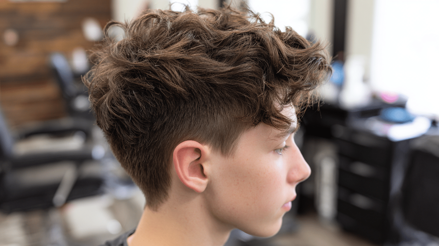 Man with a textured buzz fade haircut designed for thick hair with a fuller top.